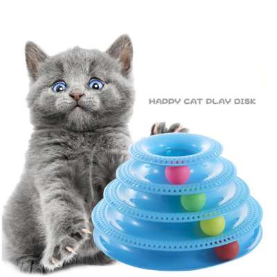 Custom 2020 Training Interactive 4 Layers Plastic Disk Ball Tower Tracks Cats Pet Toys