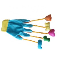 New product glove with little dolls squeaky teasing interactive pet cat toys