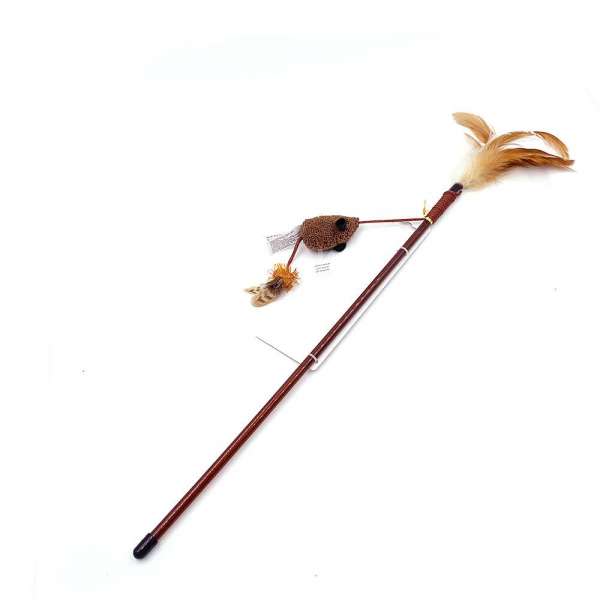 Wholesale Interactive Silvervine Plush Mouse Teaser Wand Scratcher Training Cat Toys